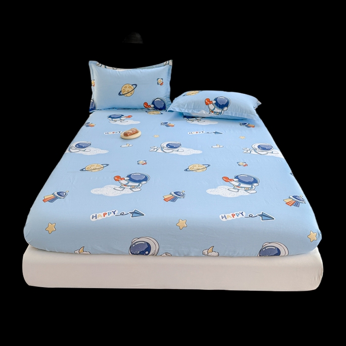 91家纺网 家纺一手货源 找家纺 帛织澜家纺 2025新款喷气12868系列纯棉印花单床笠 太空奇遇