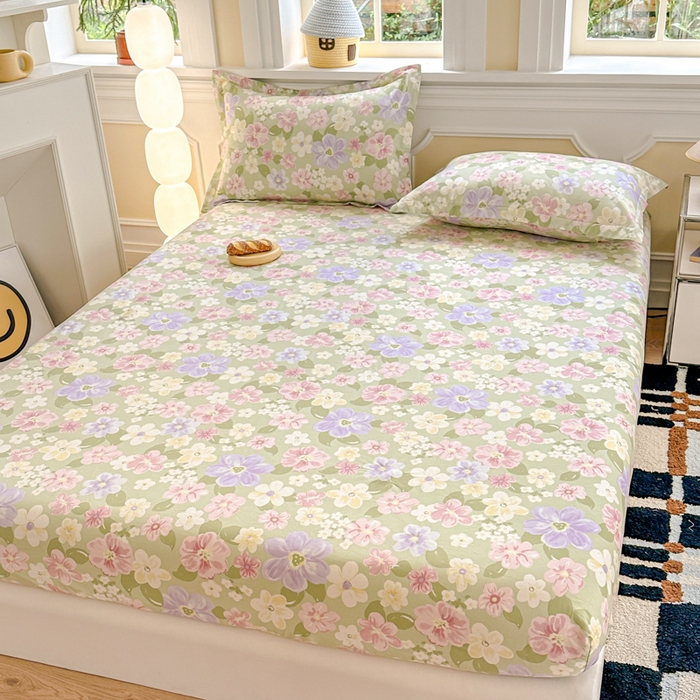 91家纺网 家纺一手货源 找家纺 帛织澜家纺 2025新款喷气12868系列纯棉印花单床笠 七色花海