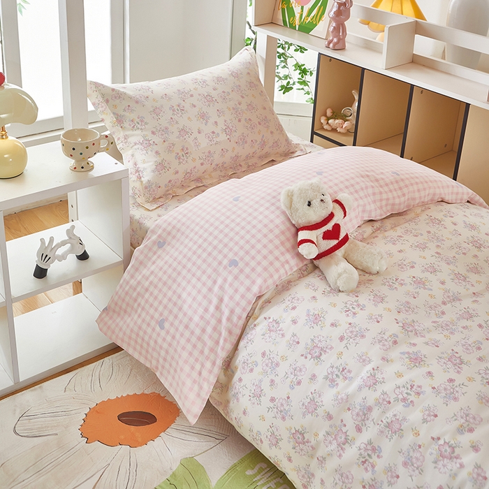 91家纺网 家纺一手货源 找家纺 安逸家纺 2024新款全棉学生三件套纯棉学生宿舍三件套 洛琳粉