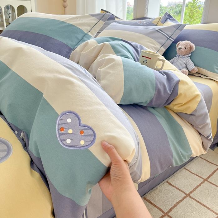 91家纺网 家纺一手货源 找家纺 莱通家纺 2025新款新疆棉加厚生态磨毛印花四件套 阿勒泰绿