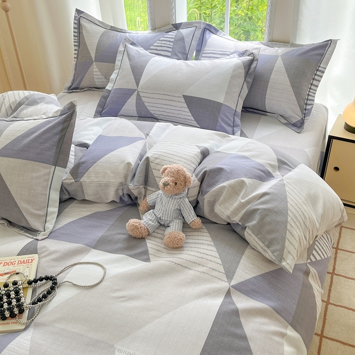 91家纺网 家纺一手货源 找家纺 莱通家纺 2025新款新疆棉加厚生态磨毛印花单被套 创意几何