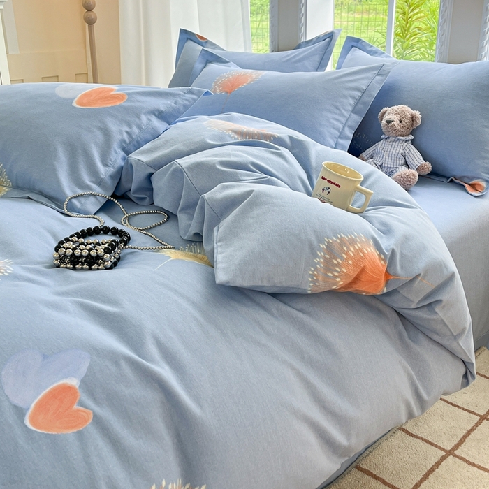 91家纺网 家纺一手货源 找家纺 莱通家纺 2025新款新疆棉加厚生态磨毛印花四件套 浅韵