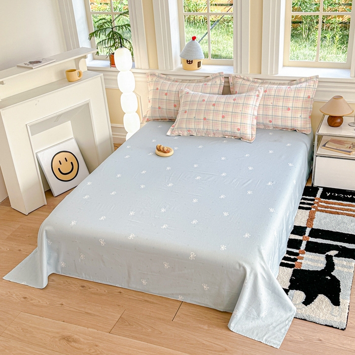 91家纺网 家纺一手货源 找家纺 帛织澜家纺 2025新款12868全棉喷气印花床单单件 草莓派-B版