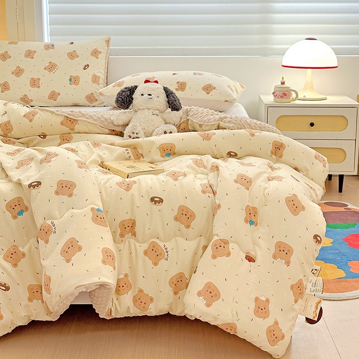 91家纺网 家纺一手货源 找家纺 Mata蔓塔家 2025新款亲肤舒适水洗棉豆豆被被子被芯 奥利奥小熊 