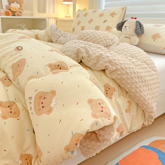 91家纺网 家纺一手货源 找家纺 Mata蔓塔家 2025新款亲肤舒适水洗棉豆豆被被子被芯 奥利奥小熊 