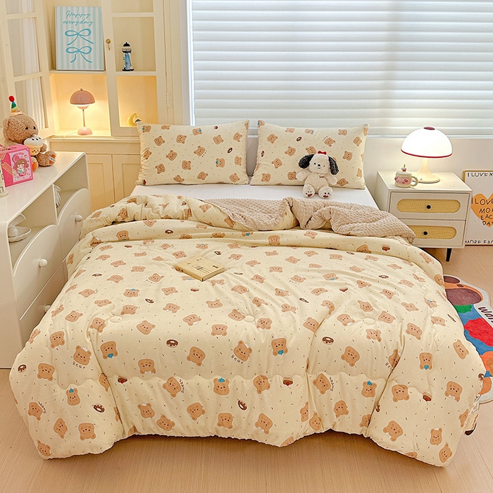 91家纺网 家纺一手货源 找家纺 Mata蔓塔家 2025新款亲肤舒适水洗棉豆豆被被子被芯 奥利奥小熊 