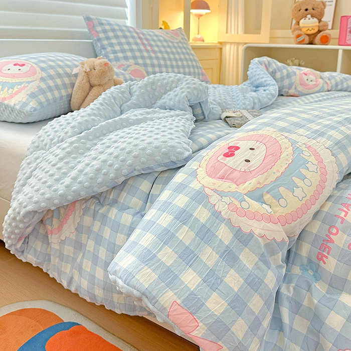 91家纺网 家纺一手货源 找家纺 Mata蔓塔家 2025新款亲肤舒适水洗棉豆豆被被子被芯 蛋糕KT