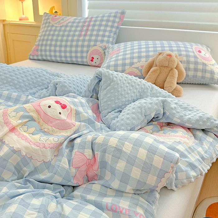 91家纺网 家纺一手货源 找家纺 Mata蔓塔家 2025新款亲肤舒适水洗棉豆豆被被子被芯 蛋糕KT