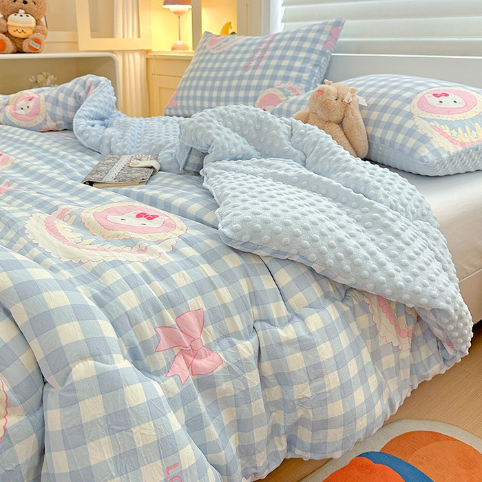 91家纺网 家纺一手货源 找家纺 Mata蔓塔家 2025新款亲肤舒适水洗棉豆豆被被子被芯 蛋糕KT