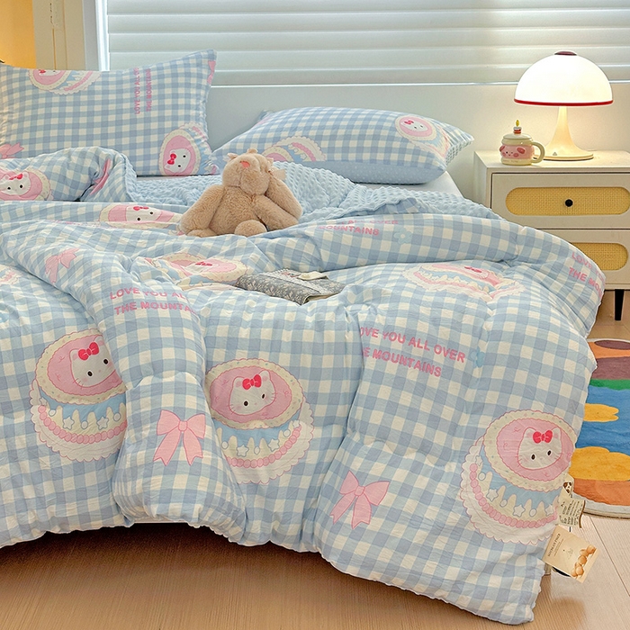 91家纺网 家纺一手货源 找家纺 Mata蔓塔家 2025新款亲肤舒适水洗棉豆豆被被子被芯 蛋糕KT