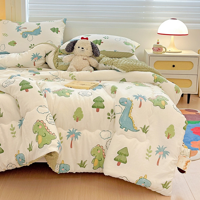 91家纺网 家纺一手货源 找家纺 Mata蔓塔家 2025新款亲肤舒适水洗棉豆豆被被子被芯 恐龙星球