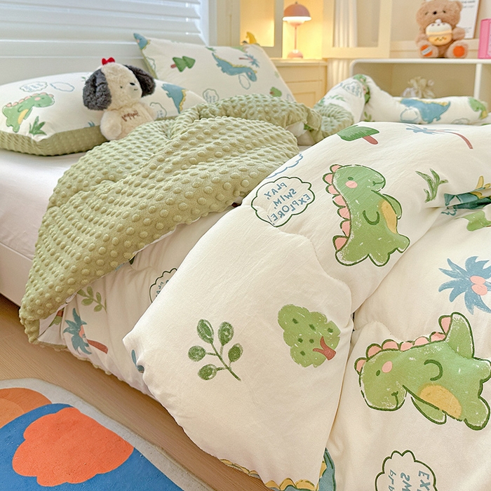 91家纺网 家纺一手货源 找家纺 Mata蔓塔家 2025新款亲肤舒适水洗棉豆豆被被子被芯 恐龙星球