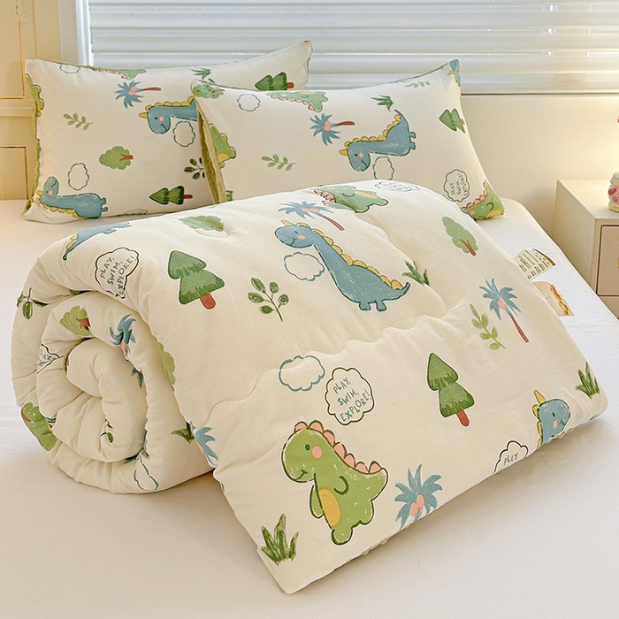 91家纺网 家纺一手货源 找家纺 Mata蔓塔家 2025新款亲肤舒适水洗棉豆豆被被子被芯 恐龙星球