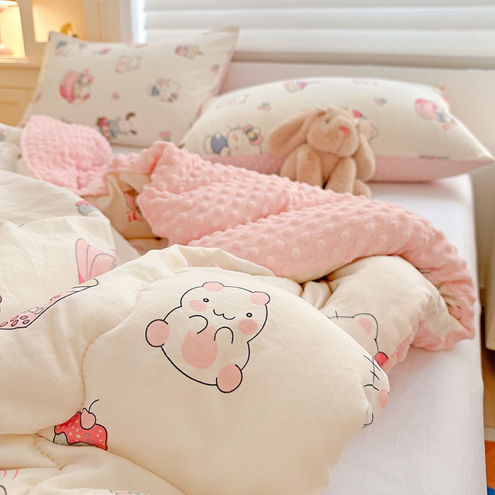 91家纺网 家纺一手货源 找家纺 Mata蔓塔家 2025新款亲肤舒适水洗棉豆豆被被子被芯 奶猫