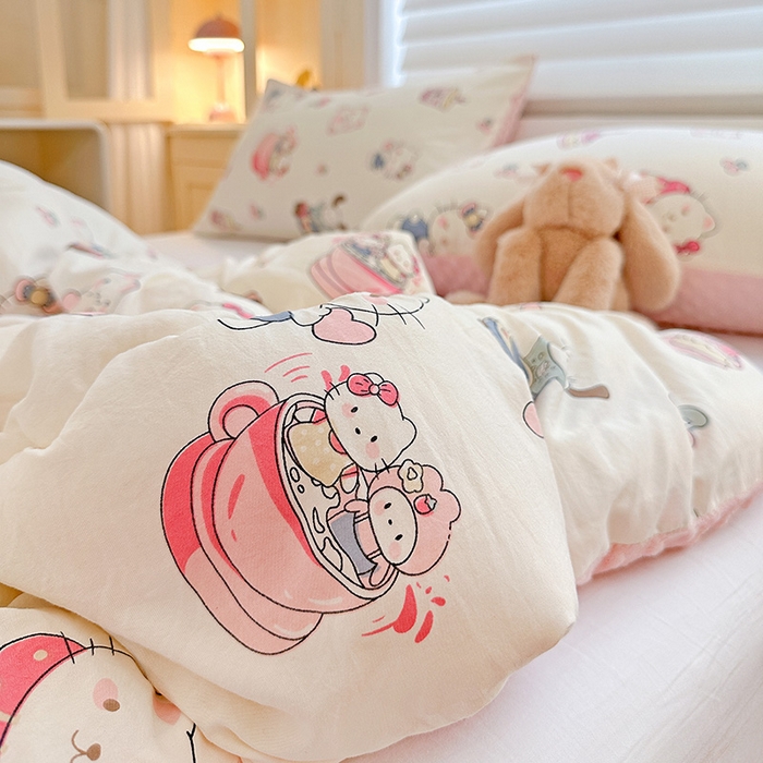 91家纺网 家纺一手货源 找家纺 Mata蔓塔家 2025新款亲肤舒适水洗棉豆豆被被子被芯 奶猫