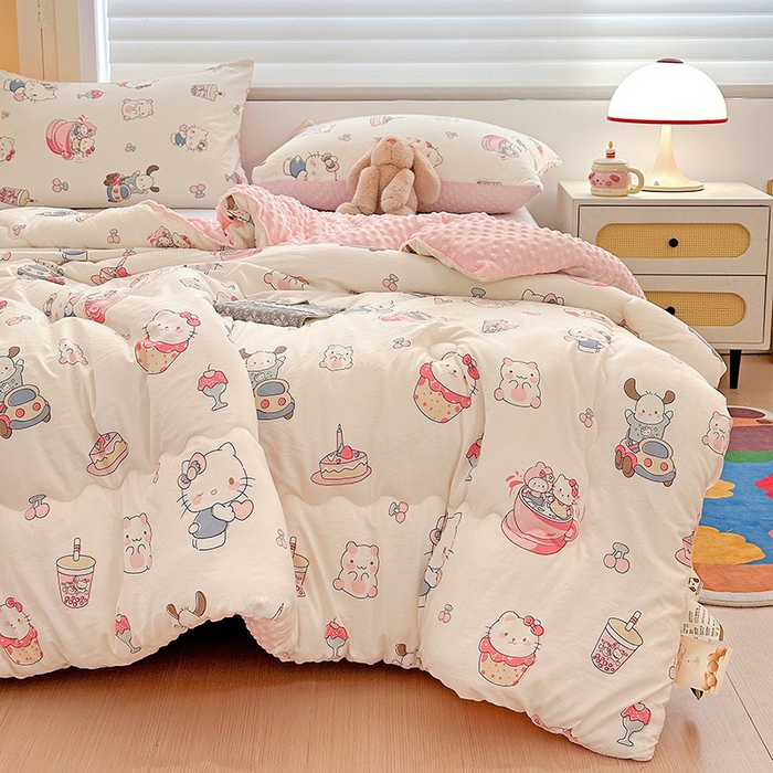 91家纺网 家纺一手货源 找家纺 Mata蔓塔家 2025新款亲肤舒适水洗棉豆豆被被子被芯 奶猫