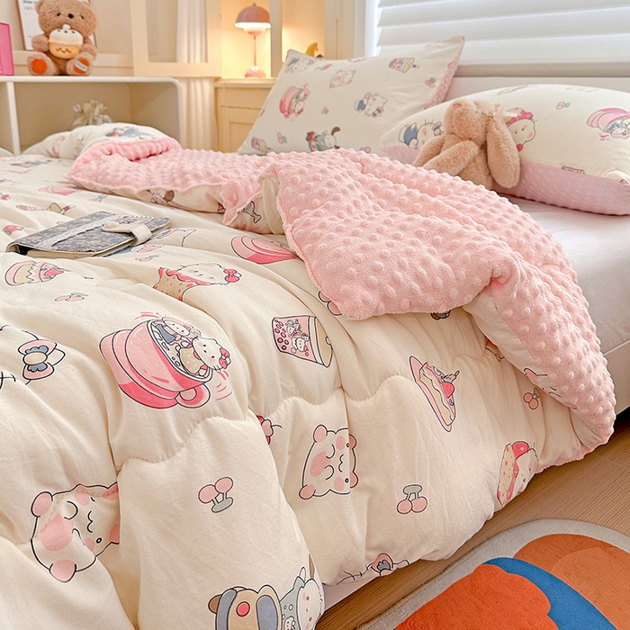 91家纺网 家纺一手货源 找家纺 Mata蔓塔家 2025新款亲肤舒适水洗棉豆豆被被子被芯 奶猫