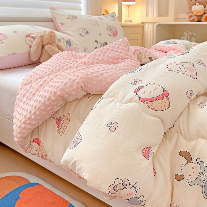 91家纺网 家纺一手货源 找家纺 Mata蔓塔家 2025新款亲肤舒适水洗棉豆豆被被子被芯 奶猫