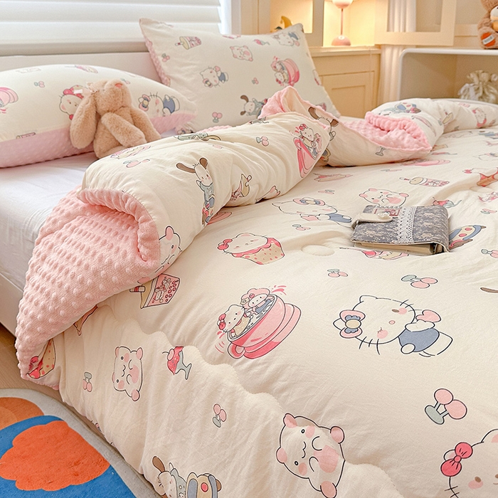 91家纺网 家纺一手货源 找家纺 Mata蔓塔家 2025新款亲肤舒适水洗棉豆豆被被子被芯 奶猫