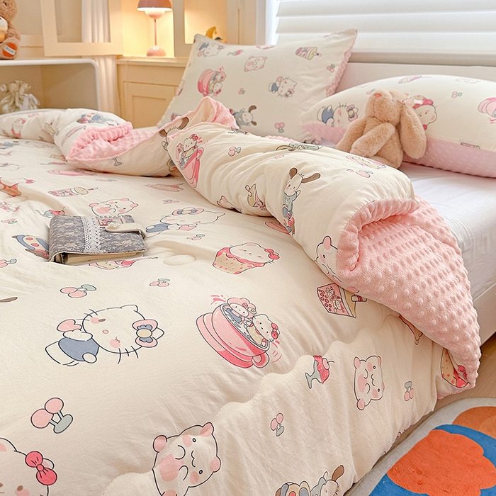 91家纺网 家纺一手货源 找家纺 Mata蔓塔家 2025新款亲肤舒适水洗棉豆豆被被子被芯 奶猫