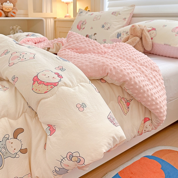 91家纺网 家纺一手货源 找家纺 Mata蔓塔家 2025新款亲肤舒适水洗棉豆豆被被子被芯 奶猫