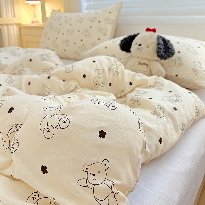 91家纺网 家纺一手货源 找家纺 Mata蔓塔家 2025新款亲肤舒适水洗棉豆豆被被子被芯 小熊院长