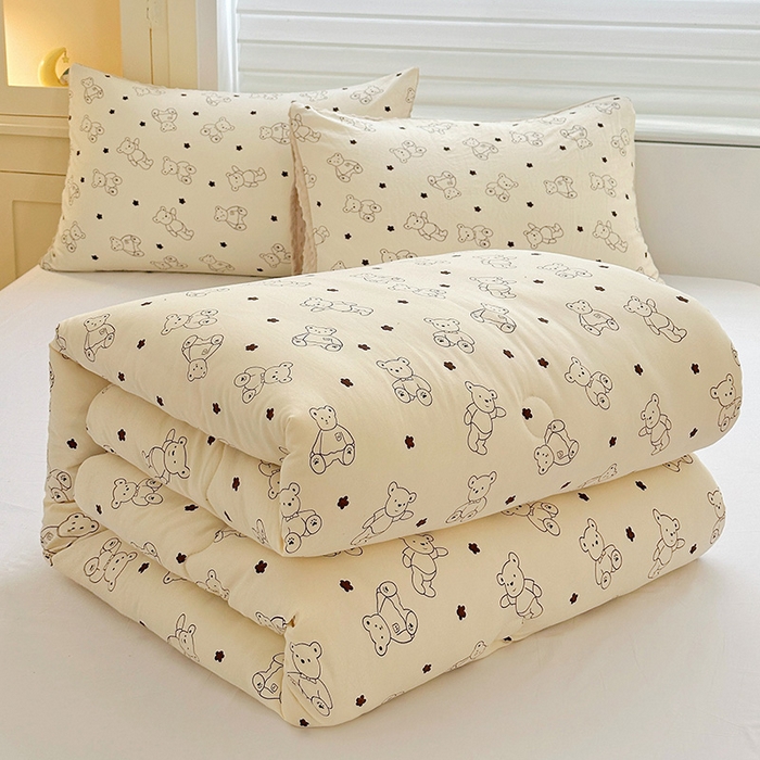 91家纺网 家纺一手货源 找家纺 Mata蔓塔家 2025新款亲肤舒适水洗棉豆豆被被子被芯 小熊院长