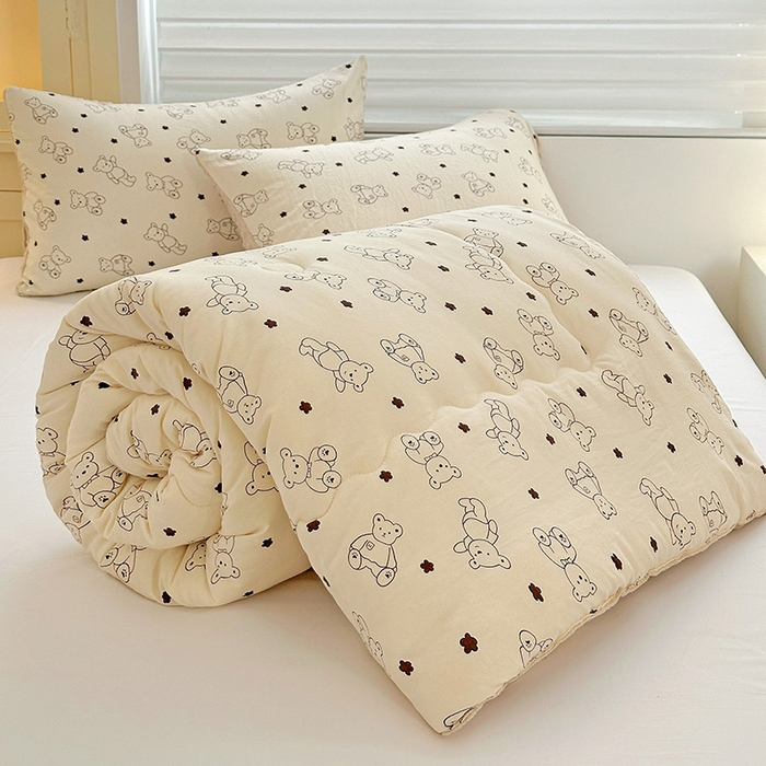 91家纺网 家纺一手货源 找家纺 Mata蔓塔家 2025新款亲肤舒适水洗棉豆豆被被子被芯 小熊院长