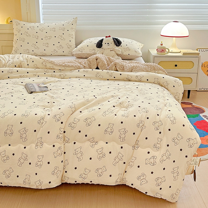 91家纺网 家纺一手货源 找家纺 Mata蔓塔家 2025新款亲肤舒适水洗棉豆豆被被子被芯 小熊院长