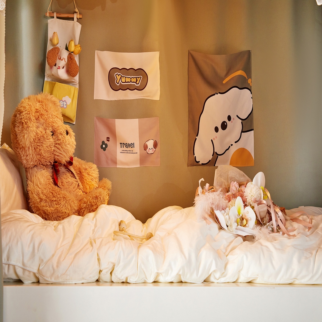 91家纺网 家纺一手货源 找家纺 夏彩 2025新款学生新款雪纺蕾丝强遮光可升降U型轨道蚊帐 茶悦时光