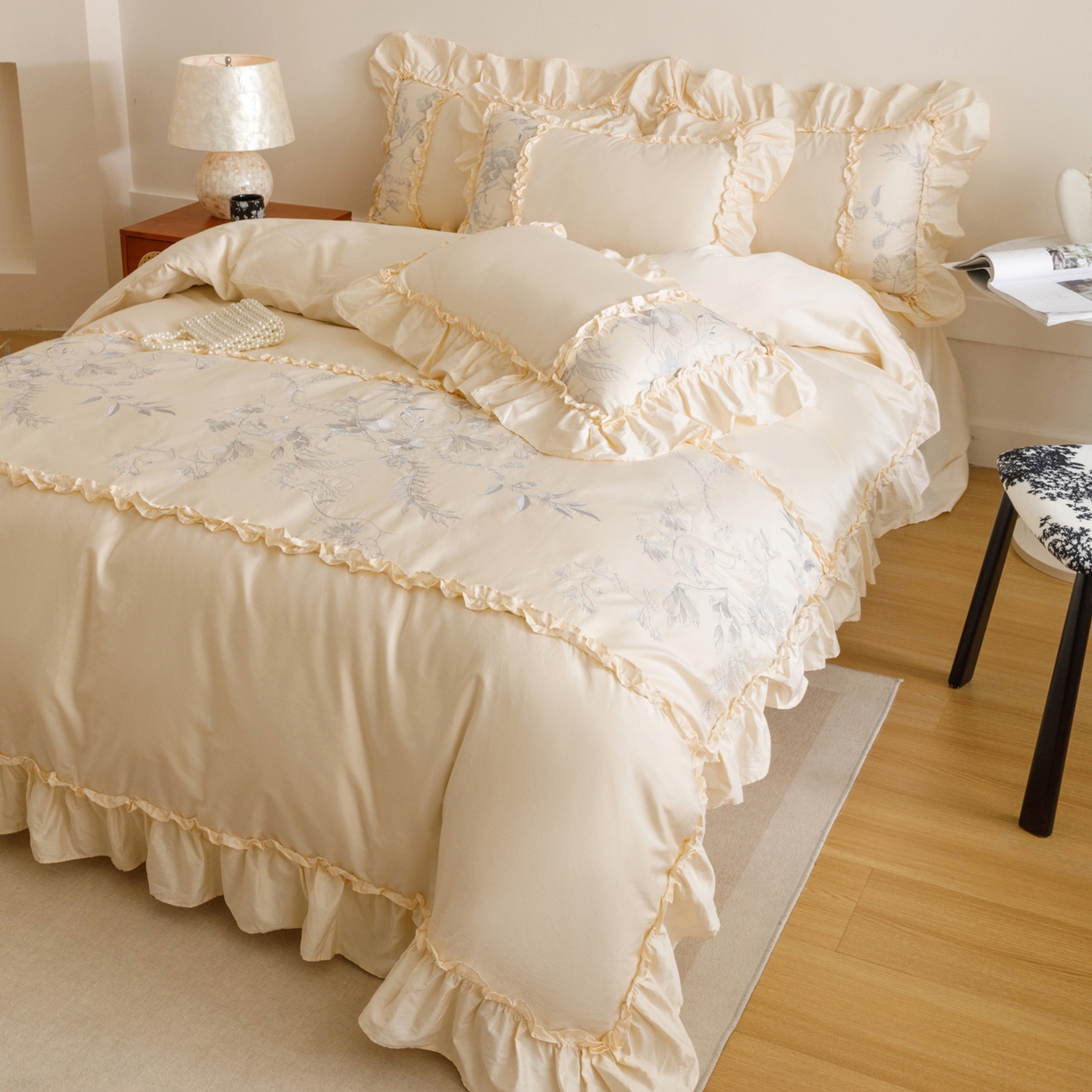 91家纺网 家纺一手货源 找家纺 （总）沐棉家居 2025新款法式轻奢100支贡缎长绒棉四件套