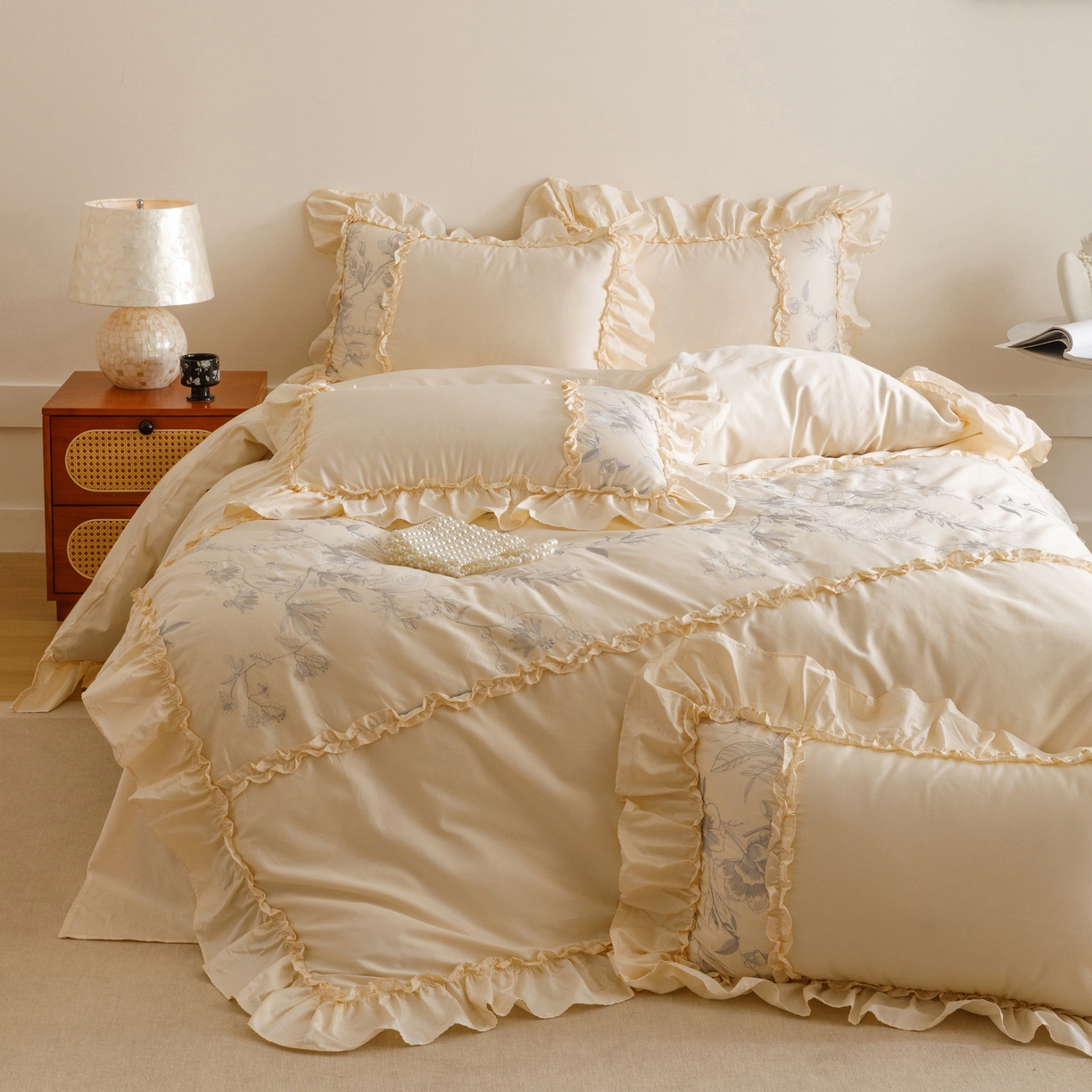 91家纺网 家纺一手货源 找家纺 （总）沐棉家居 2025新款法式轻奢100支贡缎长绒棉四件套