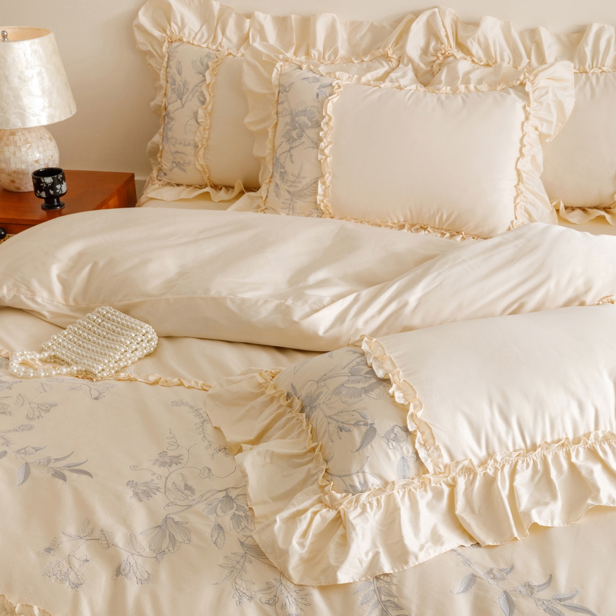 91家纺网 家纺一手货源 找家纺 （总）沐棉家居 2025新款法式轻奢100支贡缎长绒棉四件套