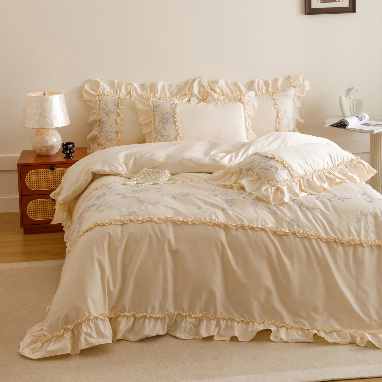 91家纺网 家纺一手货源 找家纺 （总）沐棉家居 2025新款法式轻奢100支贡缎长绒棉四件套