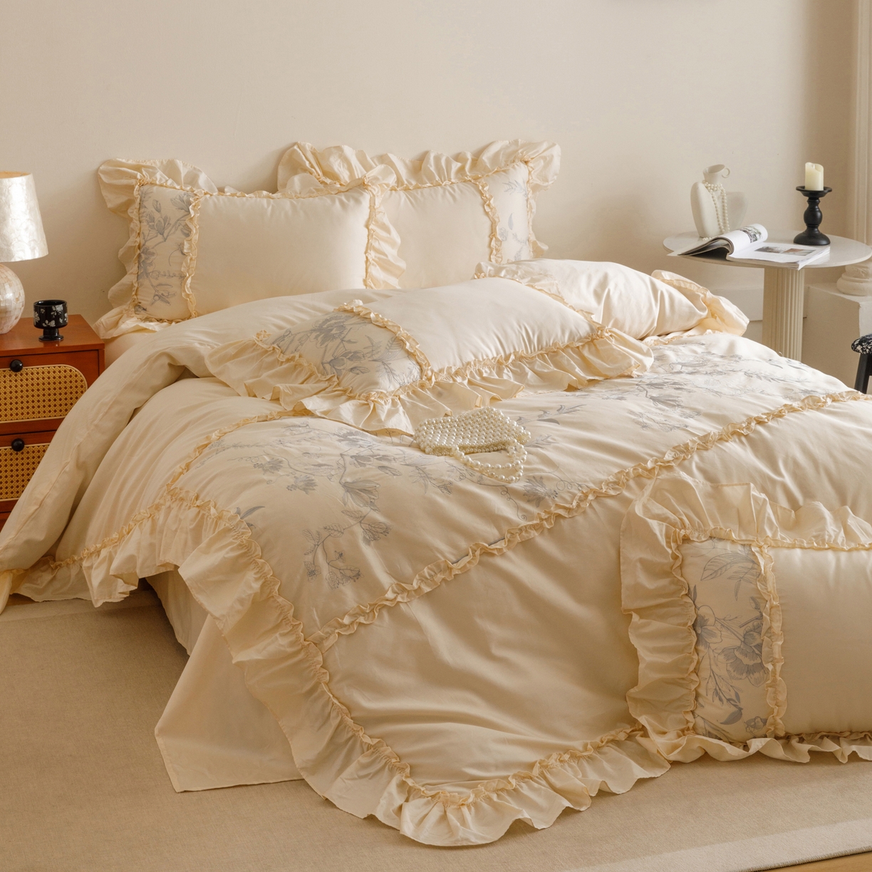 （總）沐棉家居 2025新款法式輕奢100支貢緞長絨棉四件套