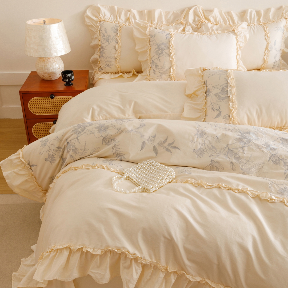 91家纺网 家纺一手货源 找家纺 （总）沐棉家居 2025新款法式轻奢100支贡缎长绒棉四件套