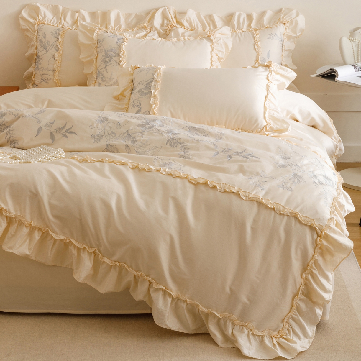 91家纺网 家纺一手货源 找家纺 （总）沐棉家居 2025新款法式轻奢100支贡缎长绒棉四件套