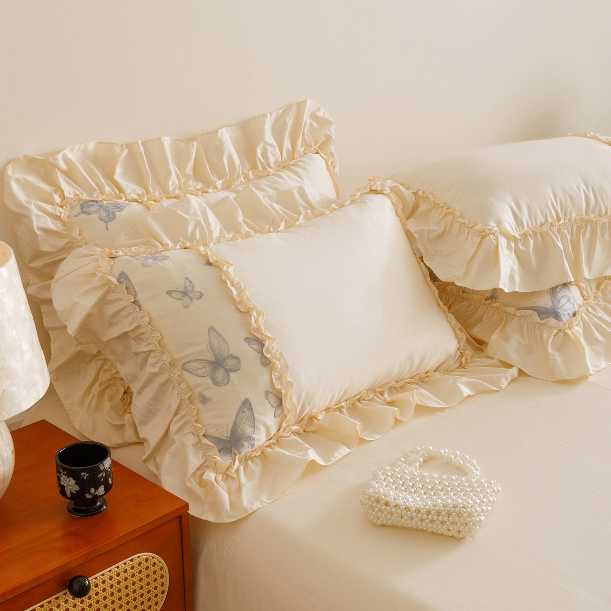 91家纺网 家纺一手货源 找家纺 沐棉家居 2025新款法式轻奢100支贡缎长绒棉四件套 轻舞