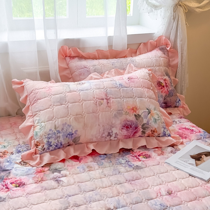 91家纺网 家纺一手货源 找家纺 （总）家之硕家纺 2025春夏新款鹿锦棉蕾丝花边夹棉床裙单床裙床裙单件