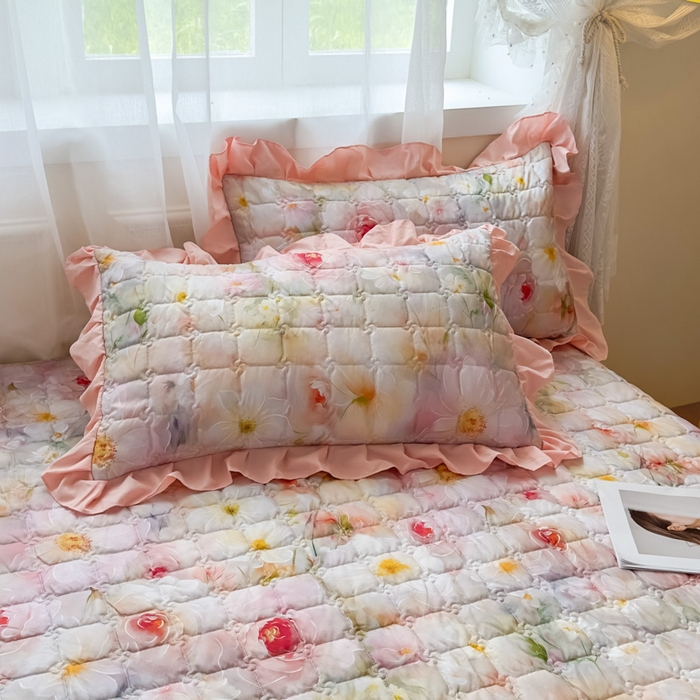 91家纺网 家纺一手货源 找家纺 （总）家之硕家纺 2025春夏新款鹿锦棉蕾丝花边夹棉枕套单枕套枕套单件