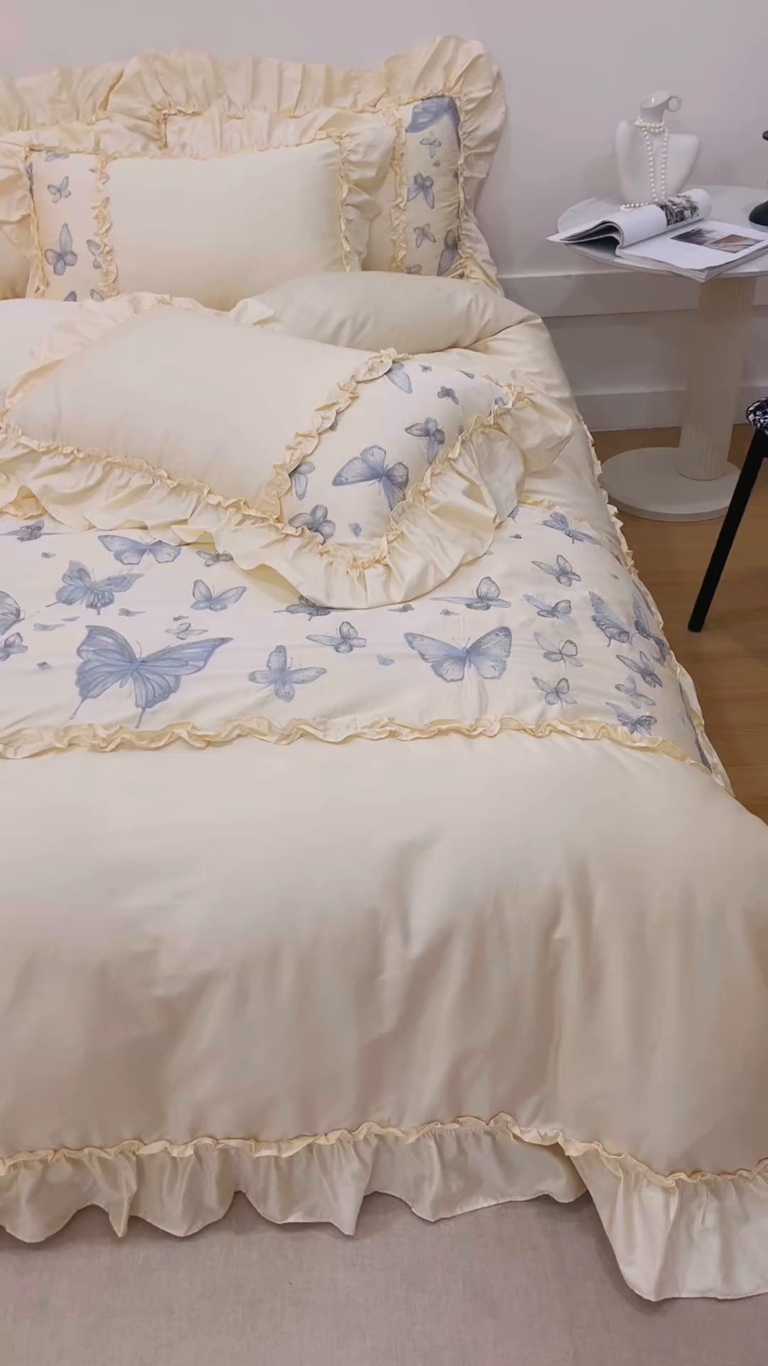 91家纺网 家纺一手货源 找家纺 沐棉家居 2025新款法式轻奢100支贡缎长绒棉四件套 轻舞