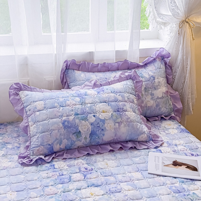 家之硕家纺 2025春夏新款鹿锦棉蕾丝花边夹棉枕套单枕套枕套单件 花香四溢