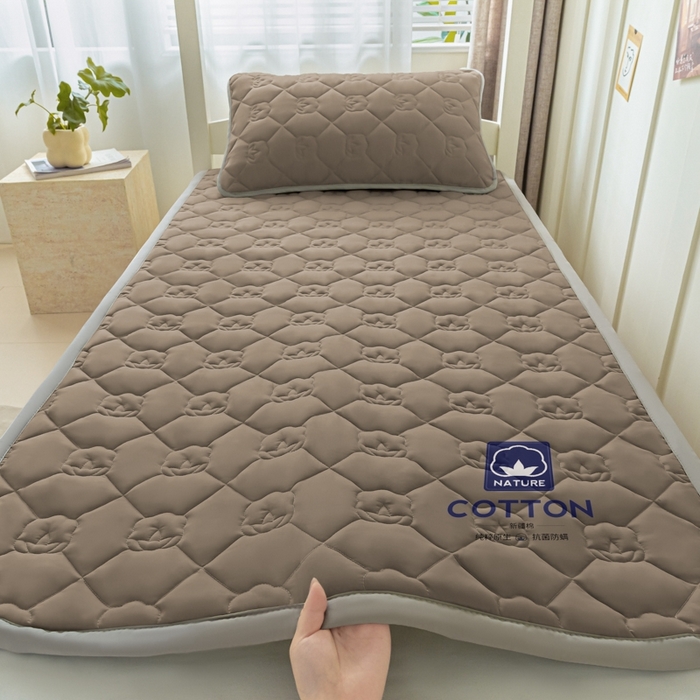 老帅的工厂店2025新款A类水洗棉珩绣棉花床褥咖色