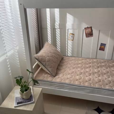 91家纺网 家纺一手货源 找家纺 老帅的工厂店2025新款A类水洗棉珩绣棉花床褥咖色