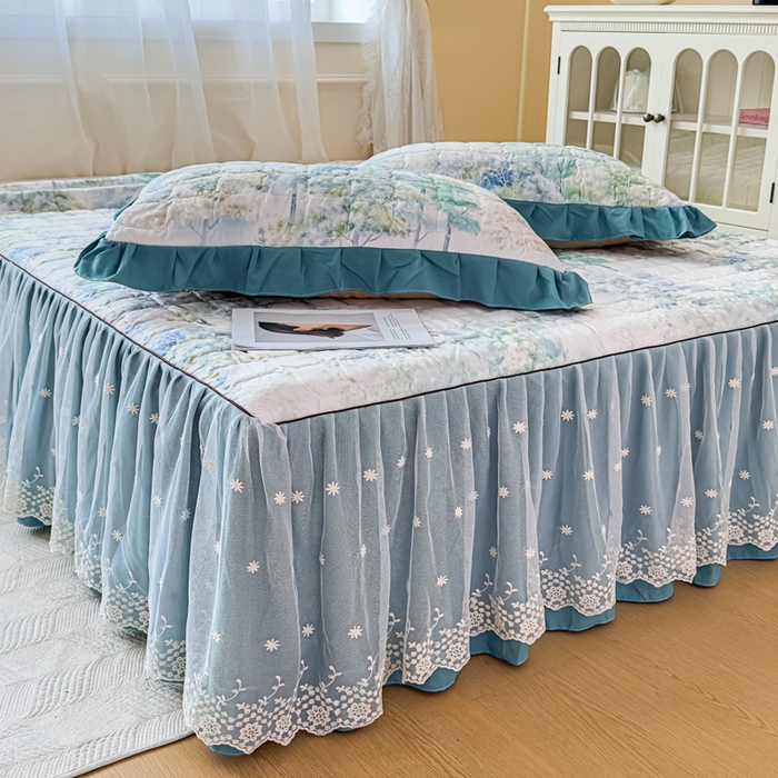 91家纺网 家纺一手货源 找家纺 家之硕家纺 2025春夏新款鹿锦棉蕾丝花边夹棉枕套单枕套枕套单件 叶间芳华