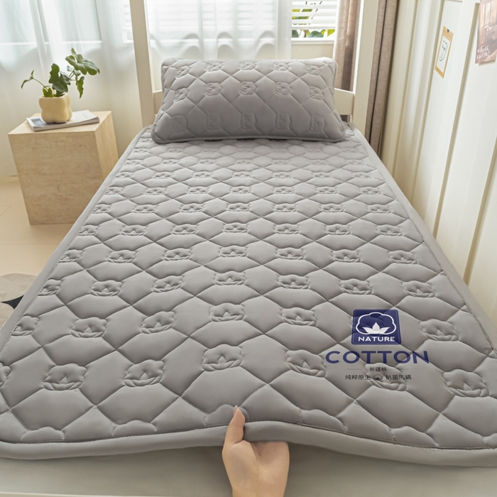 老帅的工厂店2025新款A类水洗棉珩绣棉花床褥雅士灰