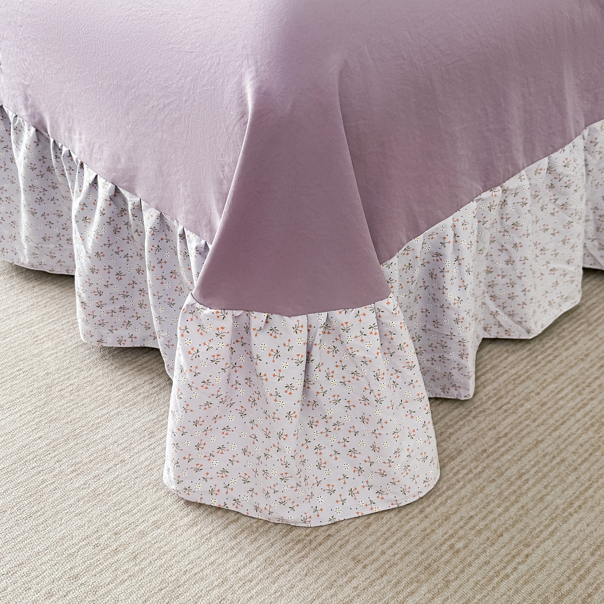 91家纺网 家纺一手货源 找家纺 （总）梓之赫 2025新款斜纹棉AB床裙雪纺花边四件套