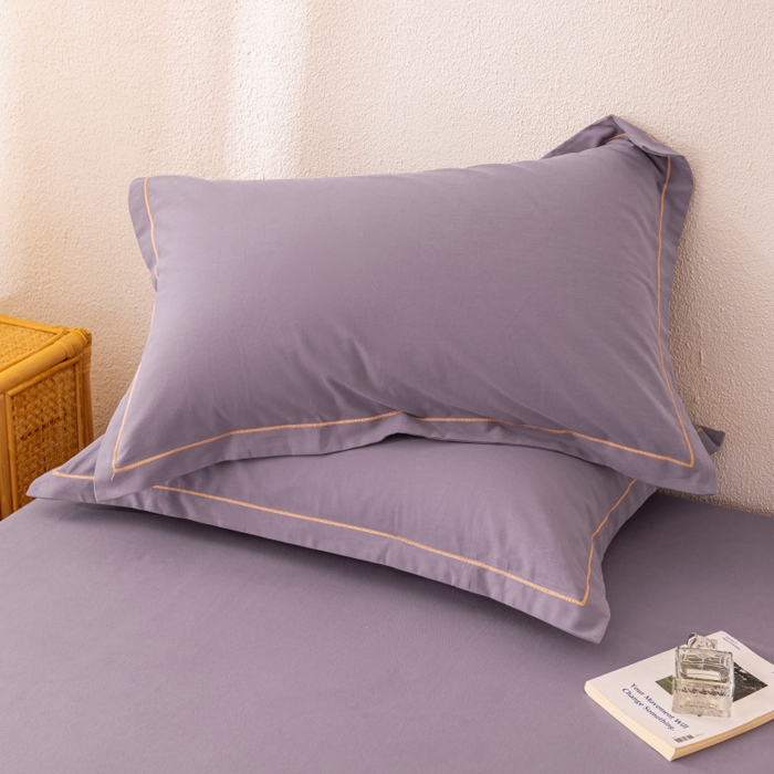 91家纺网 家纺一手货源 找家纺 2025新款A类100%全棉纯色加厚磨毛枕套+床单单件/简约组合 磨毛-熏衣紫