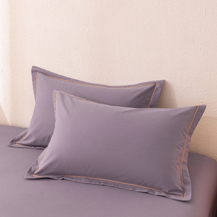 91家纺网 家纺一手货源 找家纺 2025新款A类100%全棉纯色加厚磨毛枕套+床单单件/简约组合 磨毛-熏衣紫