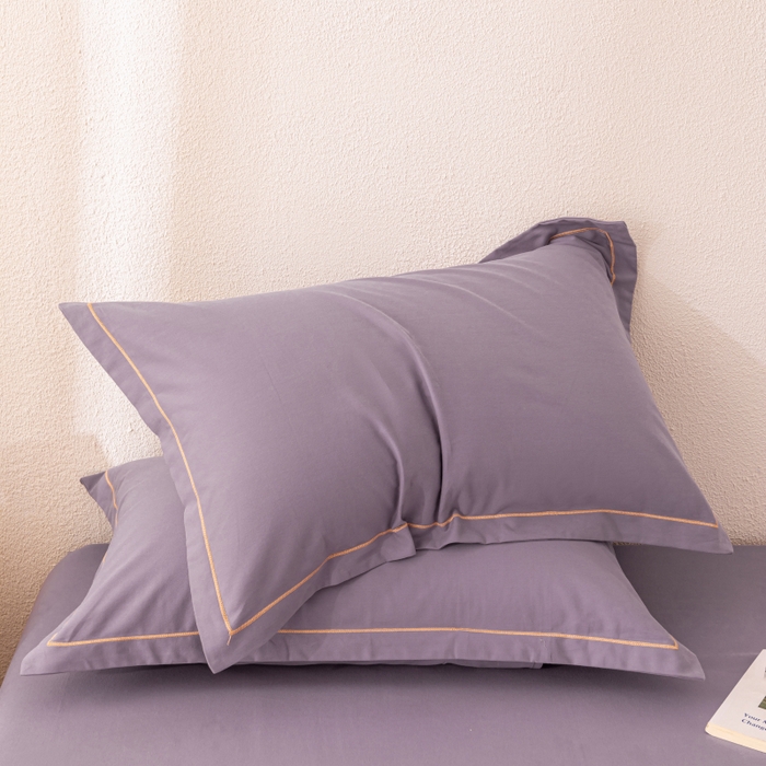 91家纺网 家纺一手货源 找家纺 2025新款A类100%全棉纯色加厚磨毛枕套+床单单件/简约组合 磨毛-熏衣紫